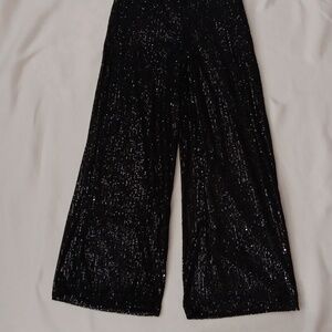 Premier Amour Black Sequin Wide Leg Pants